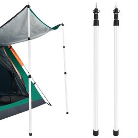 2Pcs Telescoping Tarp Poles Portable Aluminum Awning Poles 3FT To 7.5FT Adjustable Telescopic Tarp Tent Rods