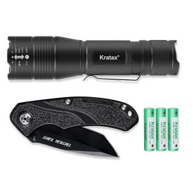 Small Ultra-Retractable LED Tactical Handheld Flashlight With Knife