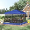 Outsunny 12' x 12' Pop Up Canopy, Foldable Canopy Tent with Carrying Bag, Mesh Sidewalls and Adjustable Height for Garden, Party, Blue