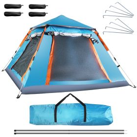 1Pc 4-5 Person Camping Tent With 2 Mosquito Nets Windows Carry Bag Waterproof 7.05x7.05x4.46ft For Hiking Climbing Adventure Fishing Fedex Shipping (Color: Blue)