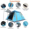 4-5 Person Pop-Up Camping Tent, Instant Setup Family Tent with 2 Mosquito Nets Windows, Portable for Hiking, Backpacking & Outdoor Adventures